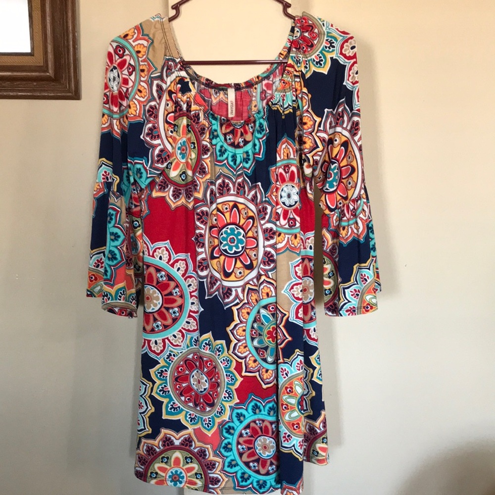 Vibrant colors and pattern dress